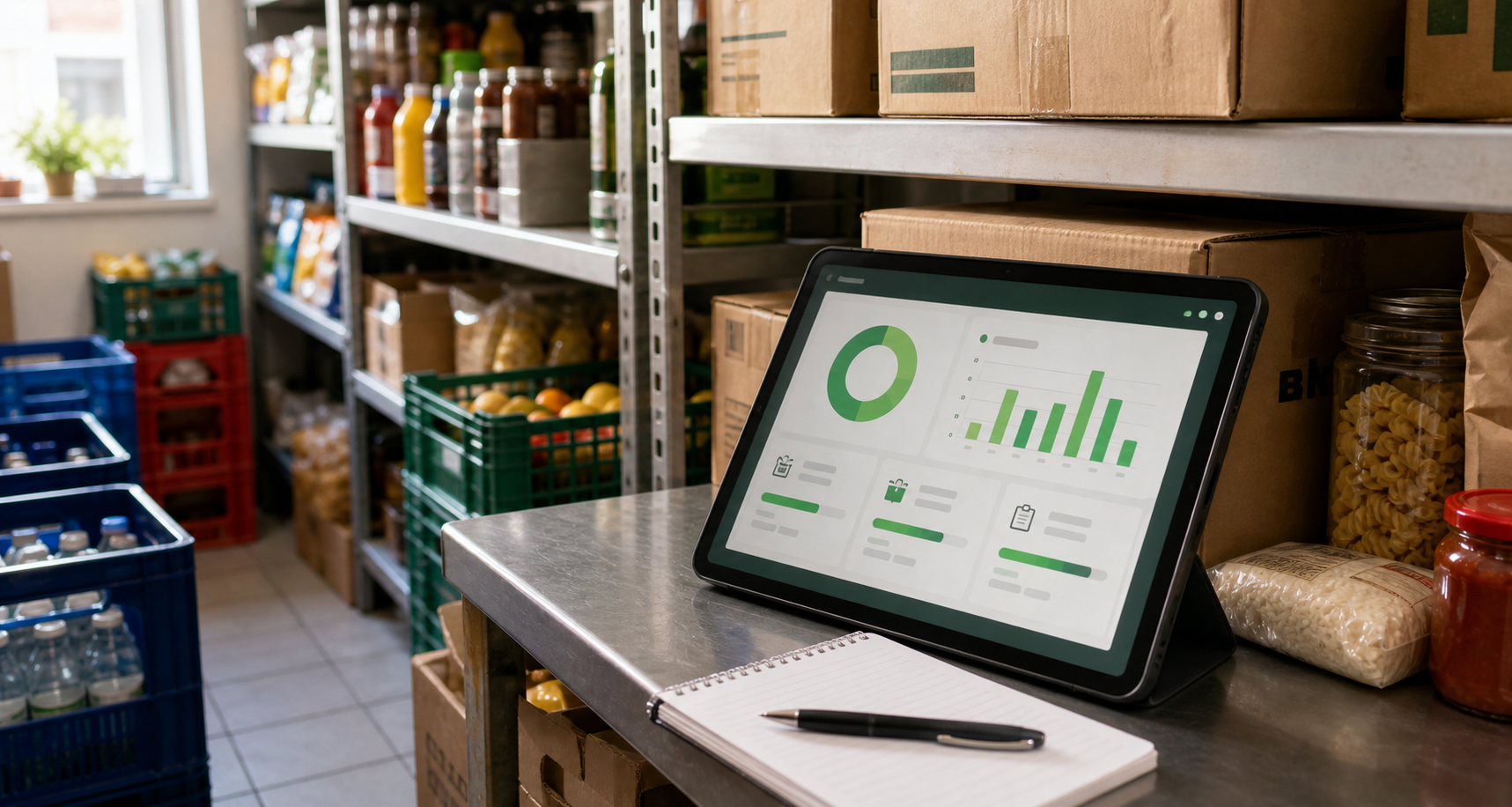 Tablet zur digitalen Lagererfassung in einem kleinen Lager
